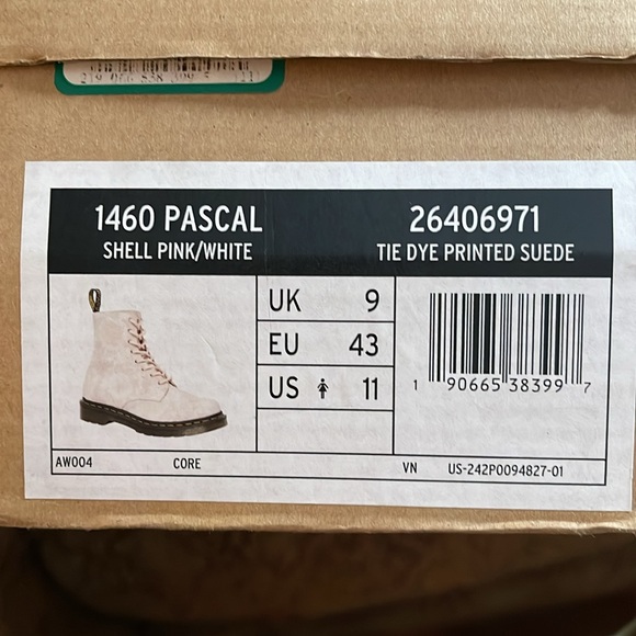 Dr. Martens 1460 Pascal Shell Pink White Tie Dye Print suede - Picture 7 of 7
